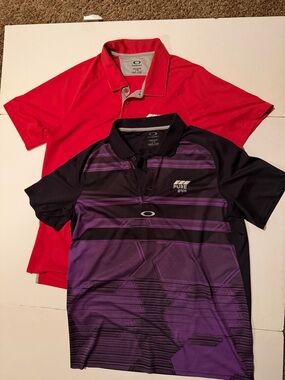 Oakley Men’s Red Polo & Oakley Men’s Black & Purple Graphic Polo Duo